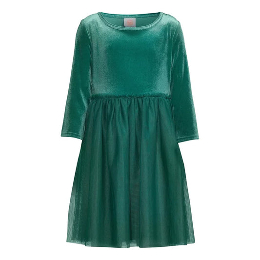 Vestido terciopelo y tul Verde