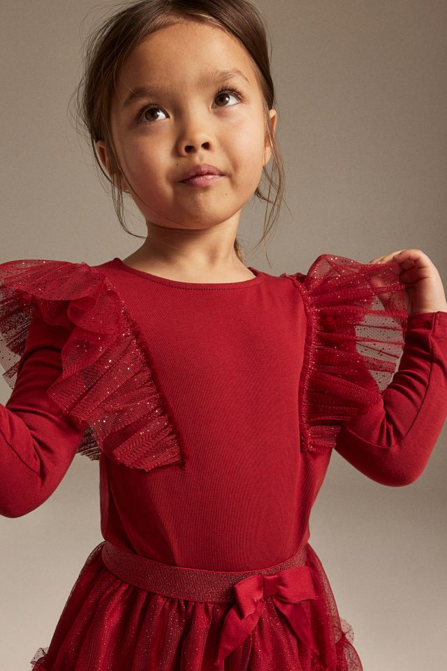 Camisa Roja con Detalle de Tul