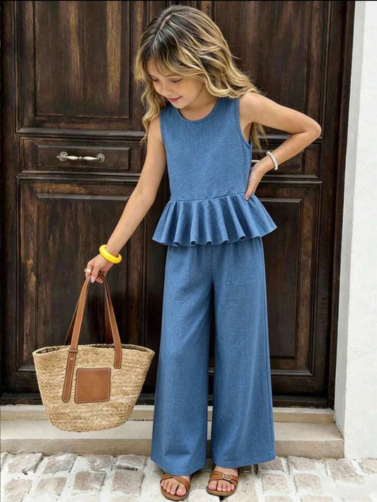 CONJUNTO AZUL PEPLUM