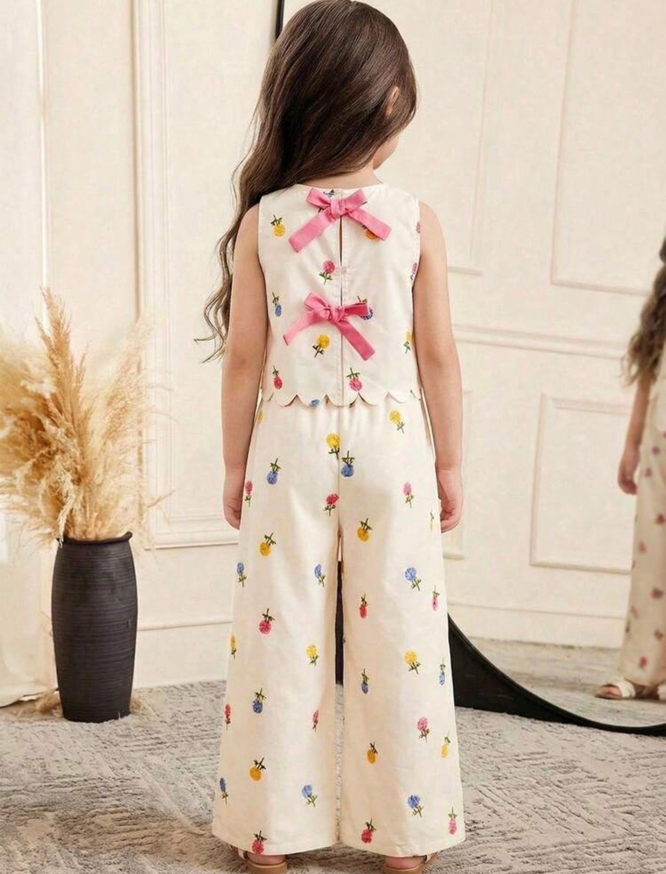 CONJUNTO BEIGE FLORES MULTICOLOR