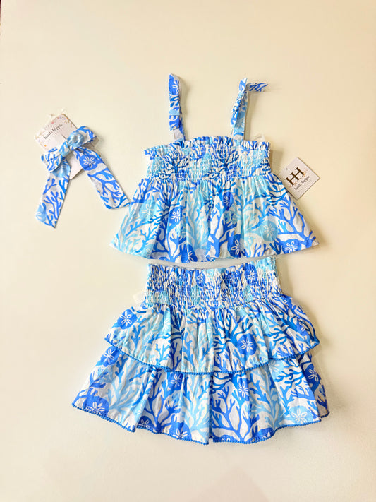 conjunto  3 piezas falda top y gancho HH