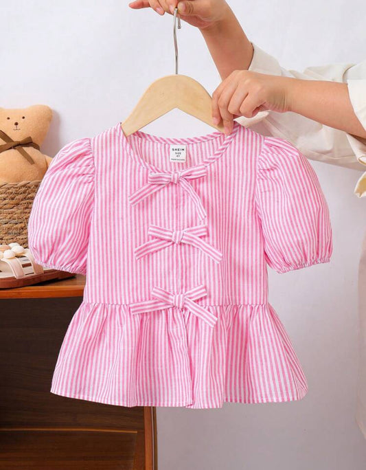 Blusa rosa rayada chonguitos MANGA CORTA