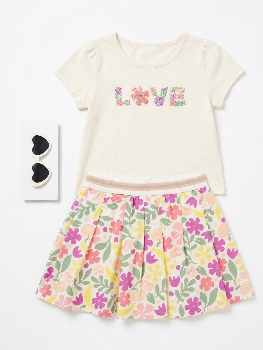 SET 3 PIEZAS FALDA FLOREADA ‘LOVE’