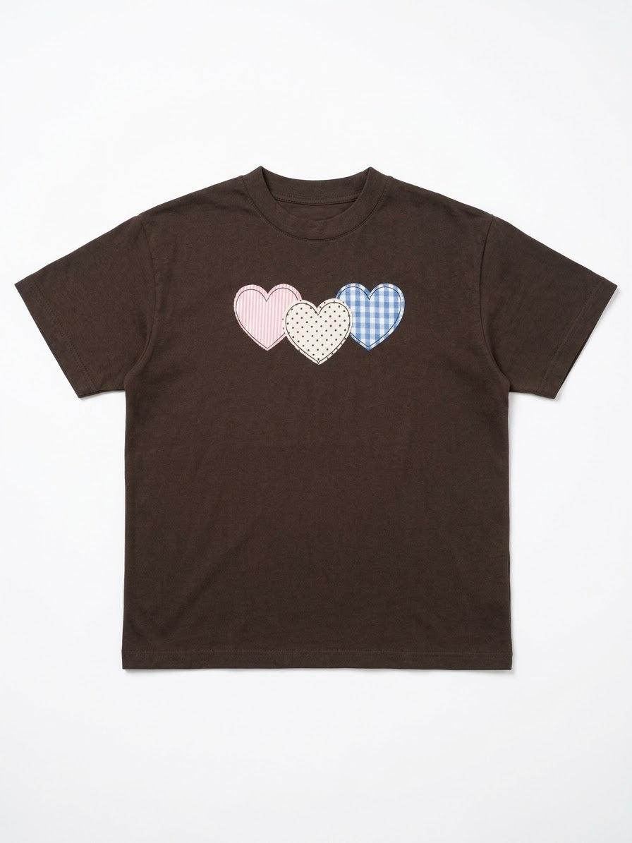 CAMISETA OVERSIZE CAFÉ CORAZONES