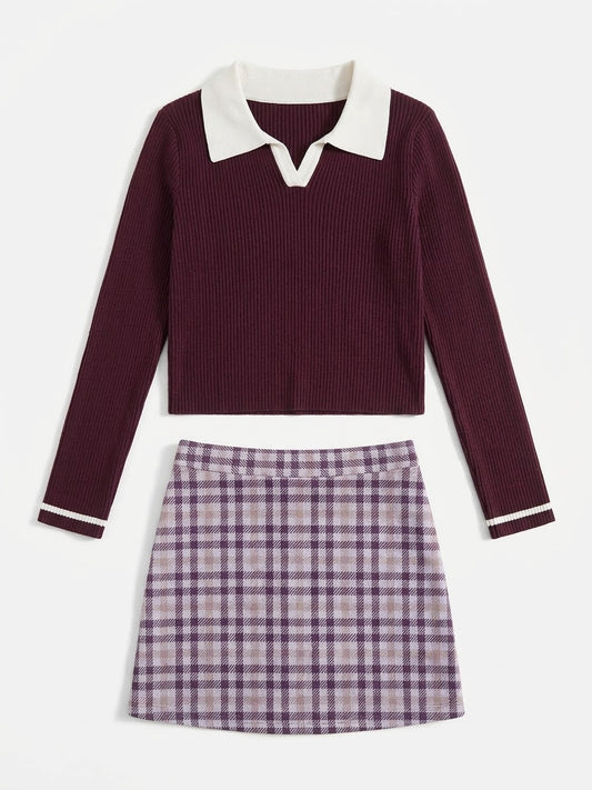 CONJUNTO CUADRICULADO MORADO