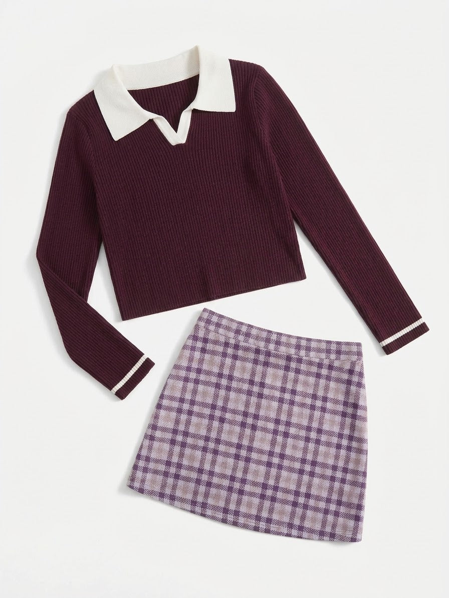 CONJUNTO CUADRICULADO MORADO