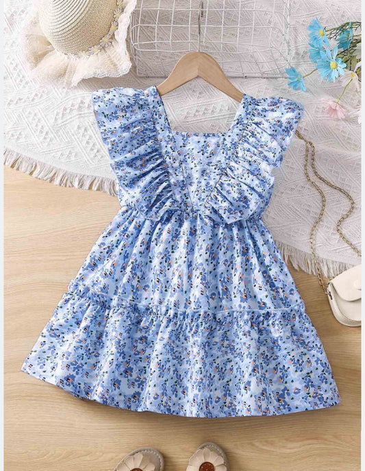 Vestido Manga Vuelo Azul