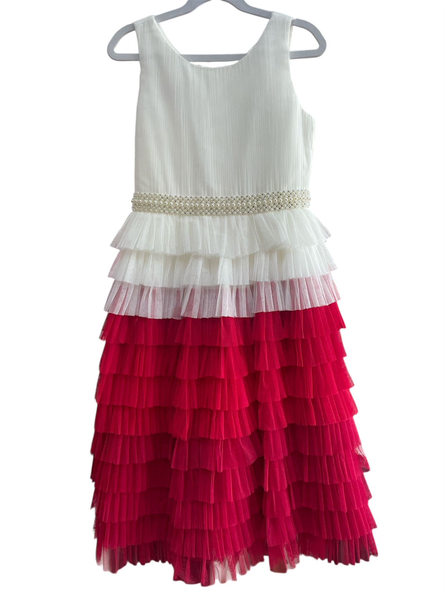 Vestido Tul Blanco y Rojo American Princess