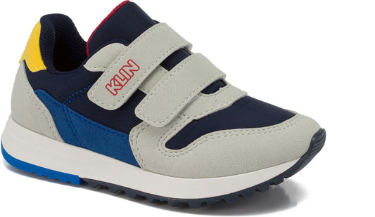 TENIS KLIN TODDLER  GRIS. AZUL Y AMARILLO