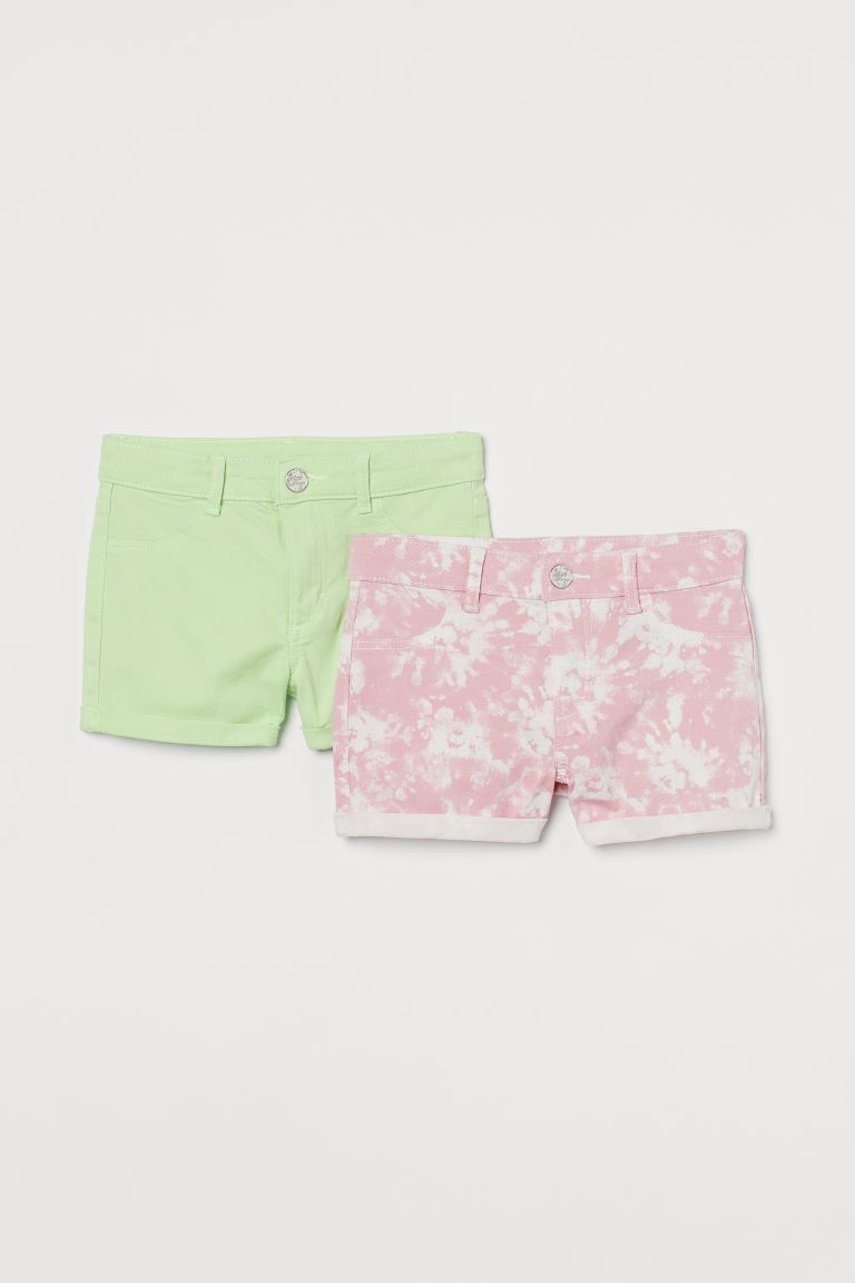 Shorts Rosados Tie Dye/Verde neon